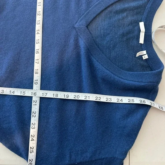 Helmut Lang Cashmere Navy Blue Distressed V Neck Oversized Sweater Womens Medium - Picture 7 of 13